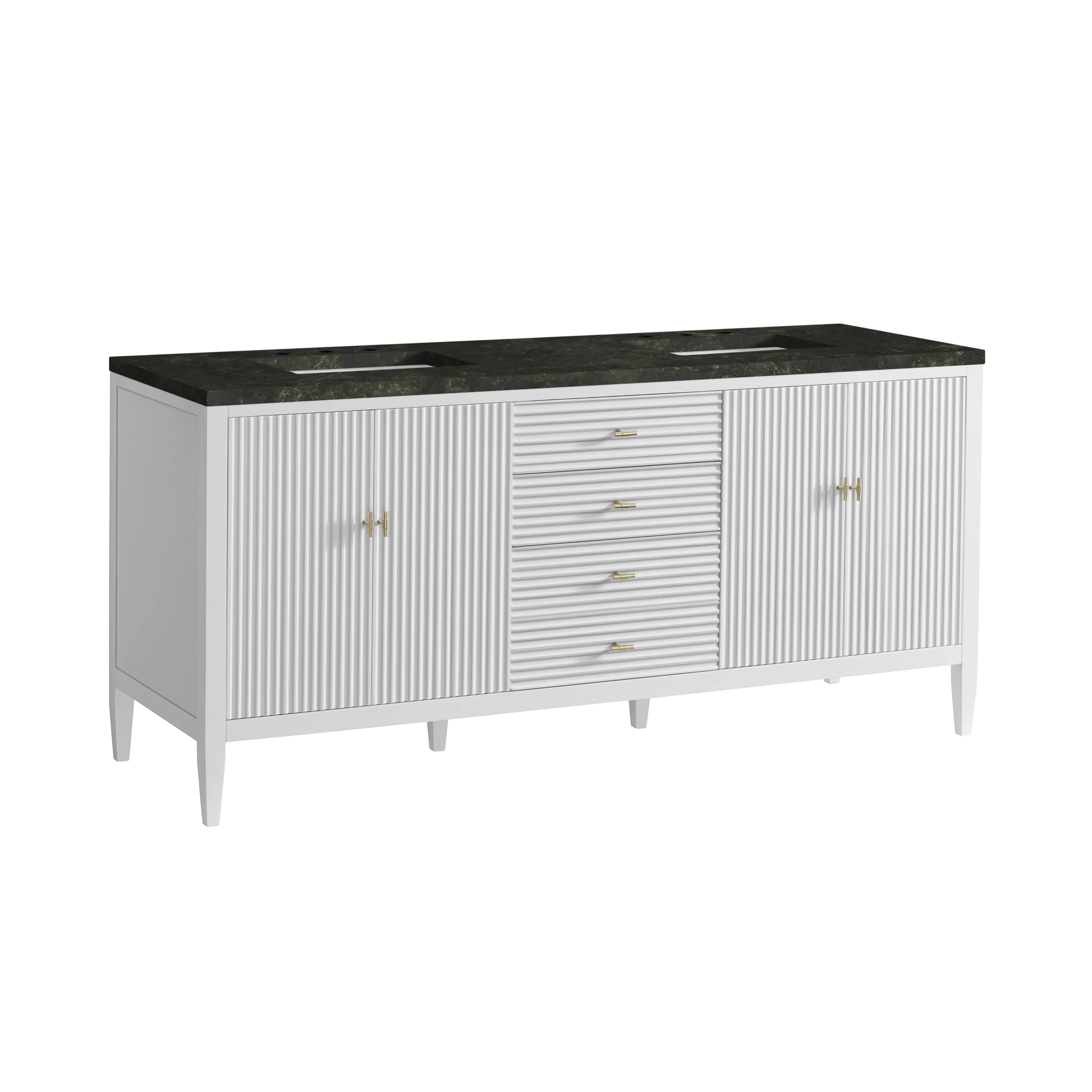 Myrrin 72" Vanity, Bright White, w/ 3 CM Phantome Eclos Top