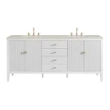 Myrrin 72" Vanity, Bright White, w/ 3 CM Siberian Silestone Top