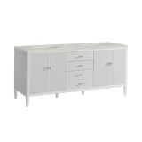 Myrrin 72" Vanity, Bright White, w/ 3 CM Siberian Silestone Top