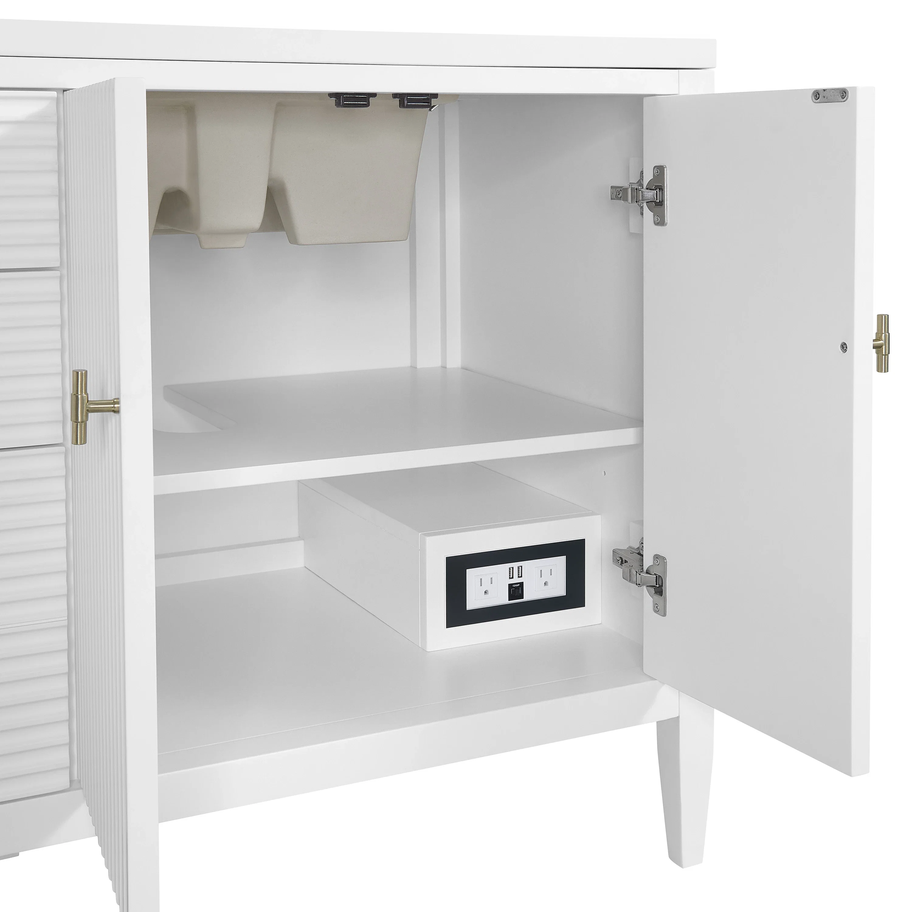 Myrrin 72" Vanity, Bright White, w/ 3 CM Siberian Silestone Top