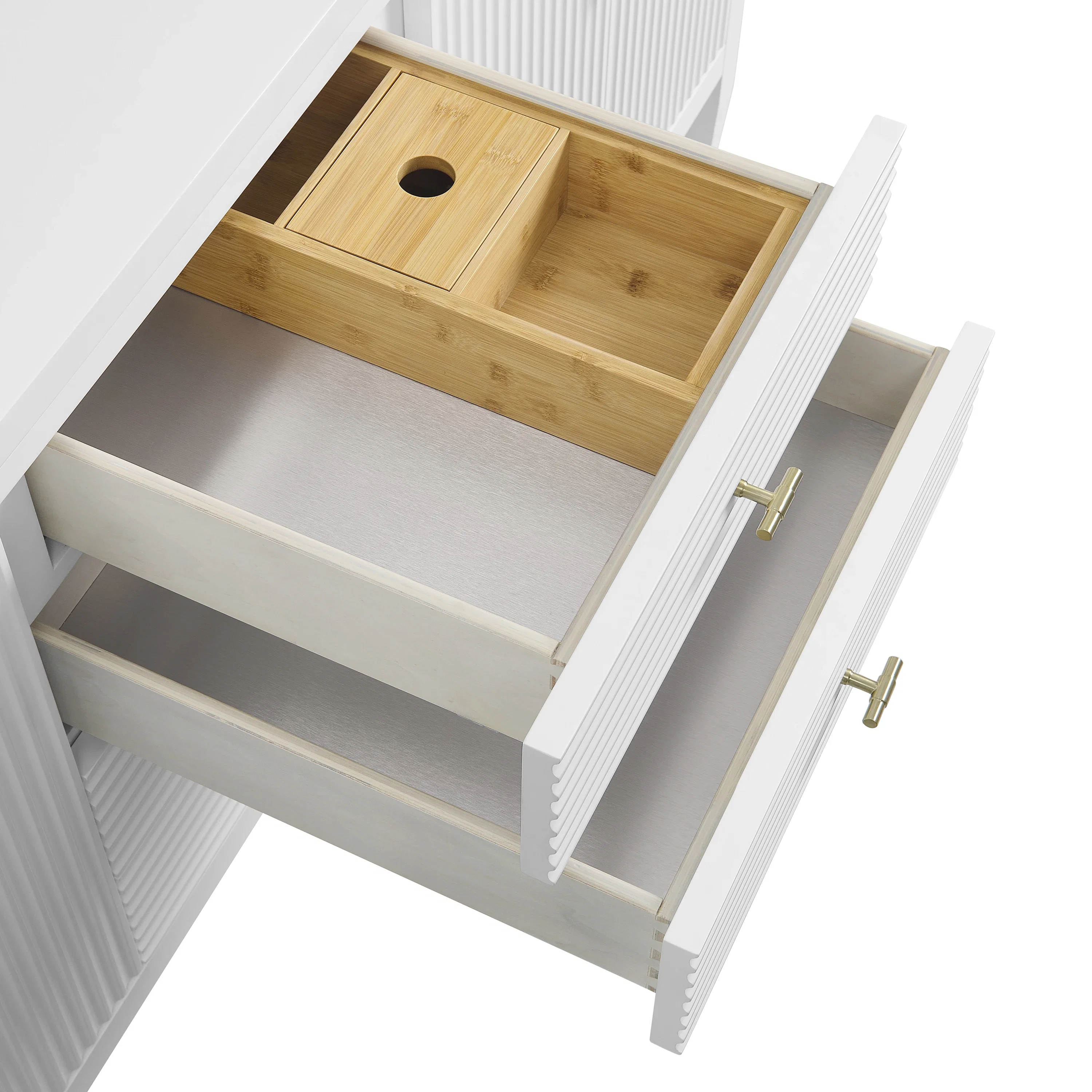 Myrrin 72" Vanity, Bright White, w/ 3 CM Siberian Silestone Top