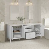 Myrrin 72" Vanity, Bright White, w/ 3 CM Siberian Silestone Top