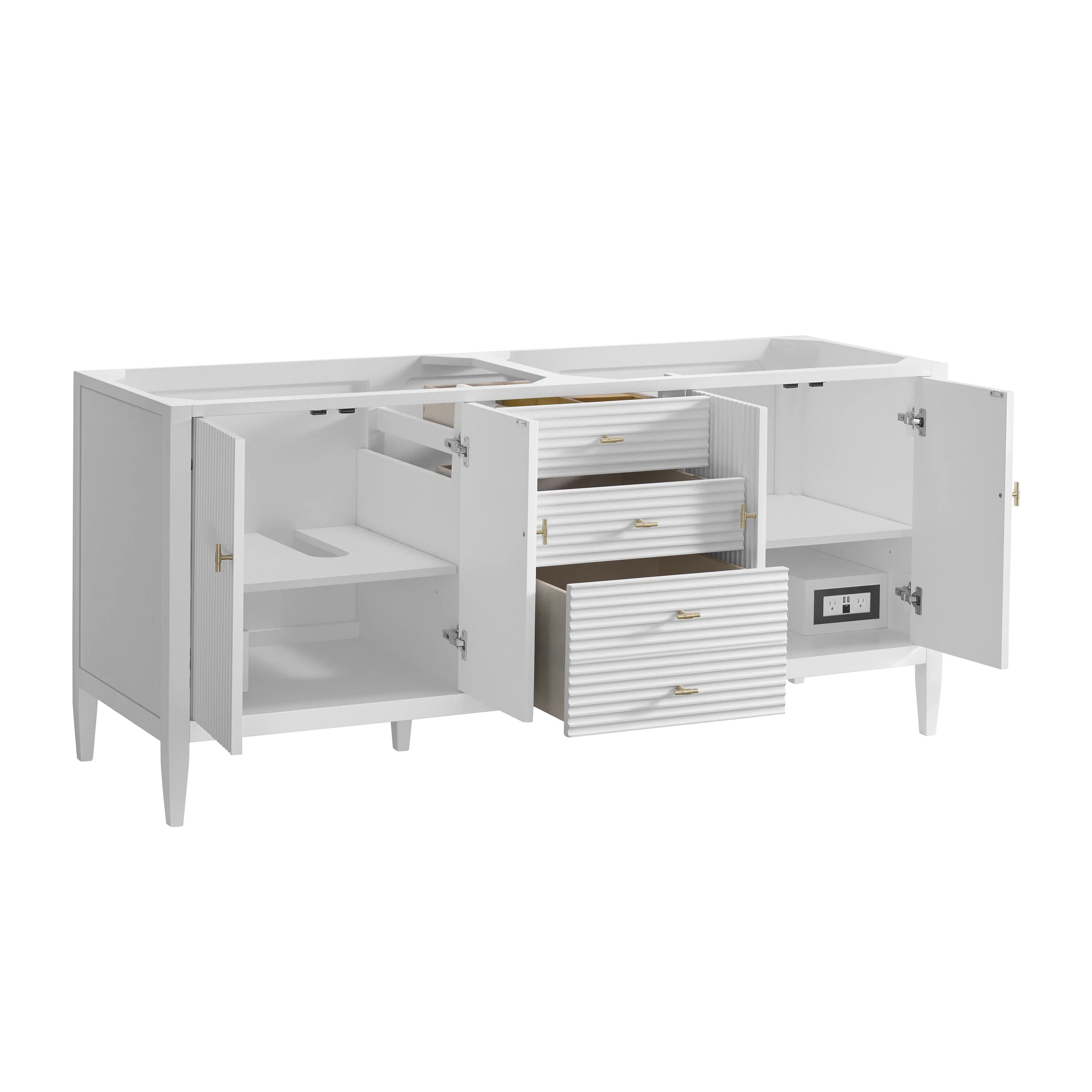 Myrrin 72" Vanity, Bright White, w/ 3 CM Siberian Silestone Top