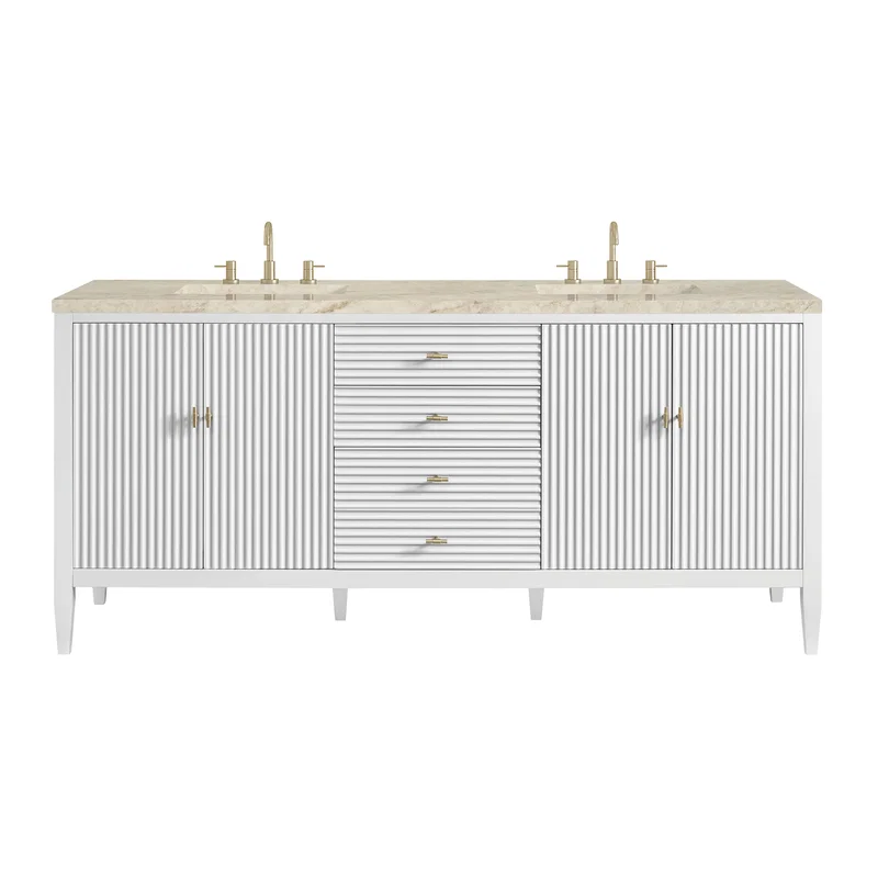 Myrrin 72" Vanity, Bright White, w/ 3 CM Tajnar Eclos Top