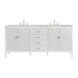 Myrrin 72" Double Vanity, Bright White w/ 3 CM Victorian Silver Silestone Top
