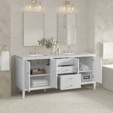 Myrrin 72" Double Vanity, Bright White w/ 3 CM Victorian Silver Silestone Top