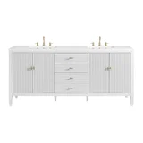 Myrrin 72" Double Vanity, Bright White w/ 3 CM White Zeus Silestone Top