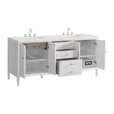 Myrrin 72" Double Vanity, Bright White w/ 3 CM White Zeus Silestone Top