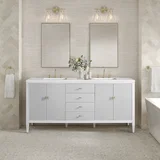 Myrrin 72" Double Vanity, Bright White w/ 3 CM White Zeus Silestone Top