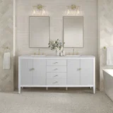 Myrrin 72" Double Vanity, Bright White w/ 3 CM Eternal Jasmine Pearl Silestone Top w/FreePower Wireless Charger