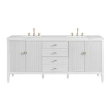 Myrrin 72" Double Vanity, Bright White w/ 3 CM Ethereal Noctis Silestone Top w/FreePower Wireless Charger