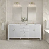 Myrrin 72" Double Vanity, Bright White w/ 3 CM Ethereal Noctis Silestone Top w/FreePower Wireless Charger