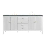 Myrrin 72" Double Vanity, Bright White w/ 3 CM Parisien Bleu Silestone Top w/FreePower Wireless Charger