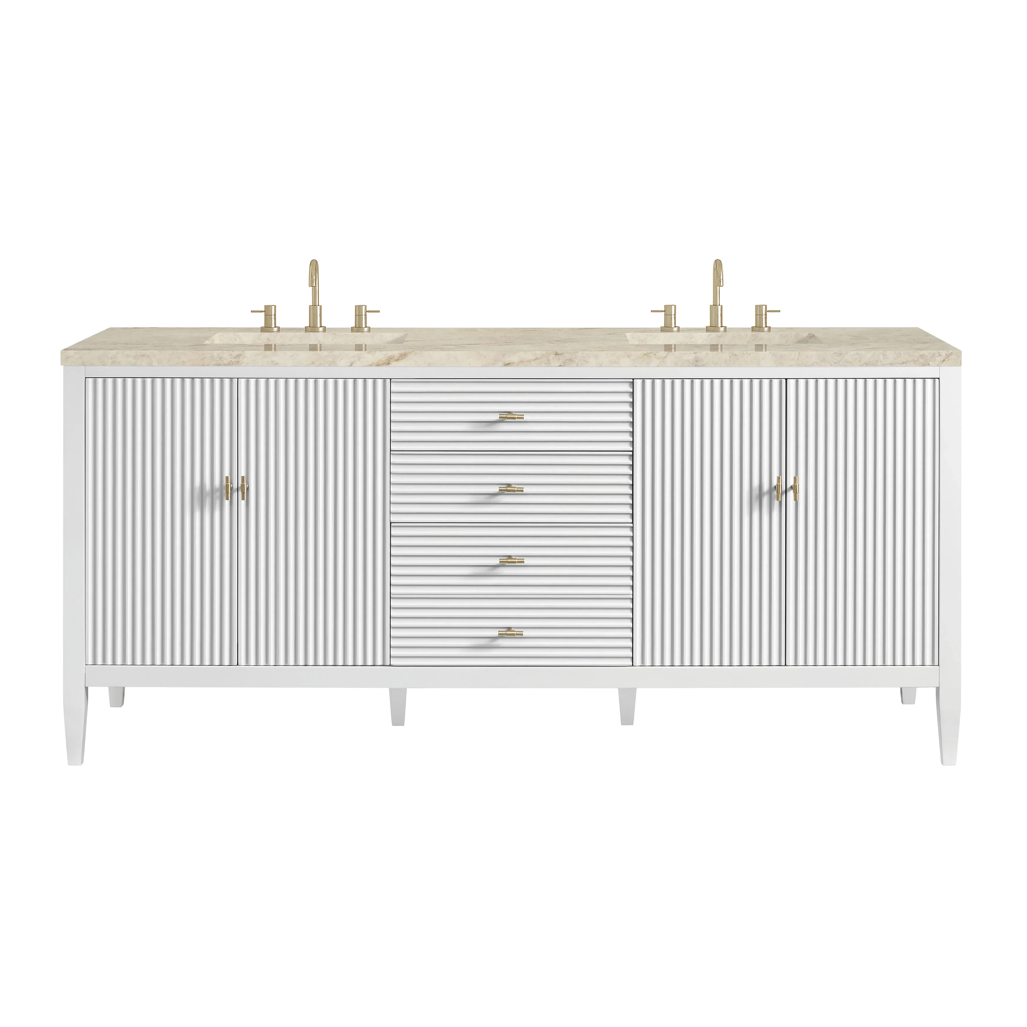 Myrrin 72" Vanity, Bright White, w/ 3 CM Tajnar Eclos Top w/FreePower Wireless Charger