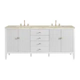 Myrrin 72" Vanity, Bright White, w/ 3 CM Tajnar Eclos Top w/FreePower Wireless Charger