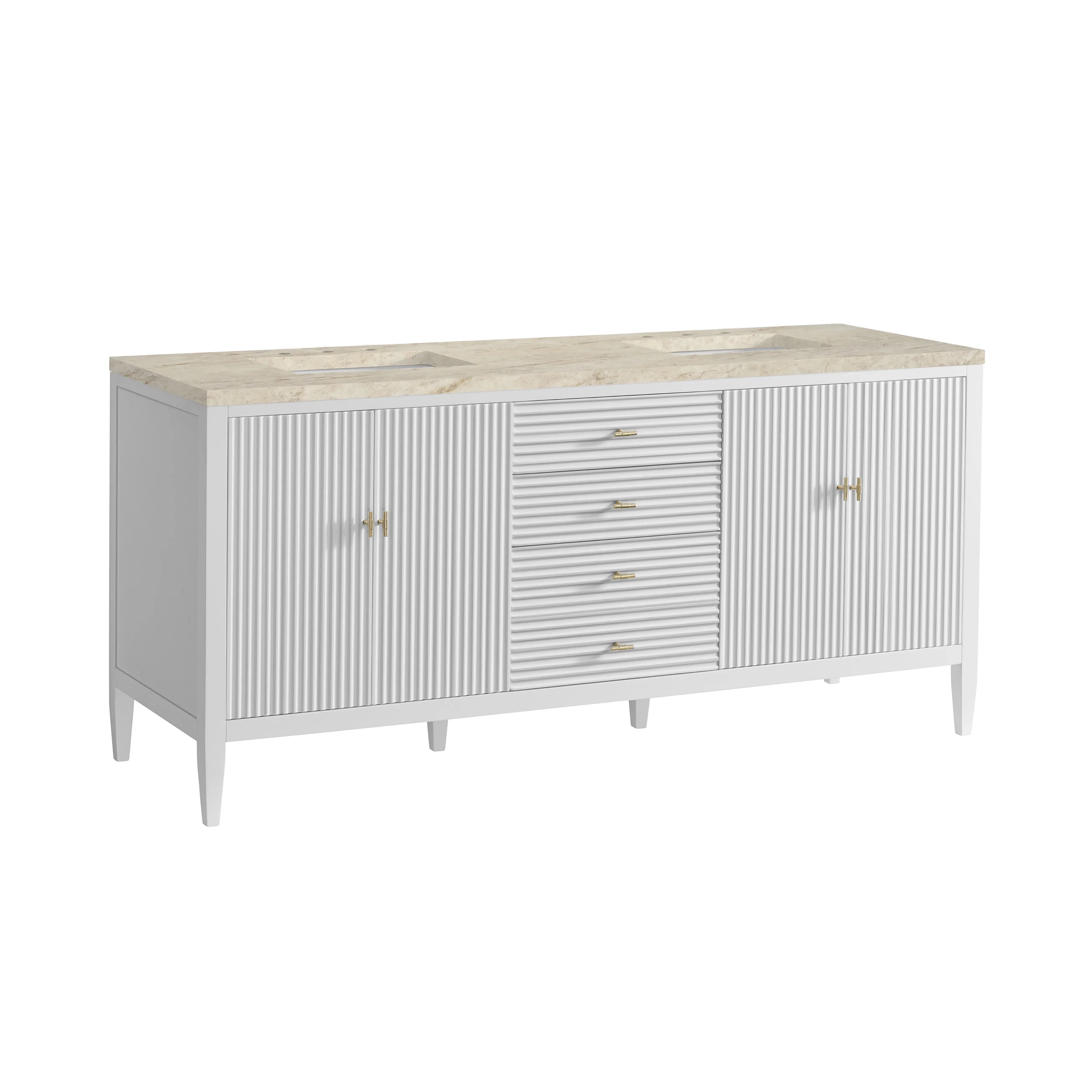 Myrrin 72" Vanity, Bright White, w/ 3 CM Tajnar Eclos Top w/FreePower Wireless Charger