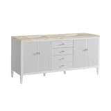 Myrrin 72" Vanity, Bright White, w/ 3 CM Tajnar Eclos Top w/FreePower Wireless Charger
