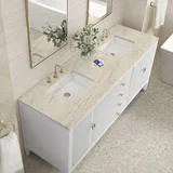 Myrrin 72" Vanity, Bright White, w/ 3 CM Tajnar Eclos Top w/FreePower Wireless Charger