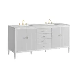 Myrrin 72" Double Vanity, Bright White w/ 3 CM Victorian Silver Silestone Top w/FreePower Wireless Charger