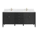 Myrrin 72" Vanity, Carbon Oak w/ Single Hole 3 CM White Zeus Silestone Top & Backsplash