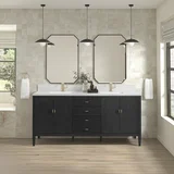 Myrrin 72" Vanity, Carbon Oak w/ Single Hole 3 CM White Zeus Silestone Top & Backsplash
