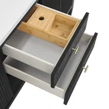 Myrrin 72" Vanity, Carbon Oak w/ Single Hole 3 CM White Zeus Silestone Top & Backsplash