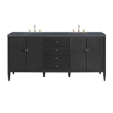 Myrrin 72" Double Vanity, Carbon Oak w/ 3 CM Charcoal Soapstone Silestone Top
