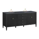 Myrrin 72" Double Vanity, Carbon Oak w/ 3 CM Charcoal Soapstone Silestone Top