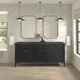 Myrrin 72" Double Vanity, Carbon Oak w/ 3 CM Charcoal Soapstone Silestone Top