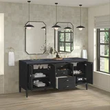 Myrrin 72" Double Vanity, Carbon Oak w/ 3 CM Charcoal Soapstone Silestone Top