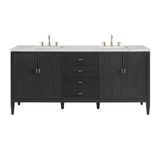Myrrin 72" Double Vanity, Carbon Oak w/ 3 CM Ethereal Noctis Silestone Top