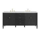 Myrrin 72" Double Vanity, Carbon Oak w/ 3 CM Lime Delight Silestone Top