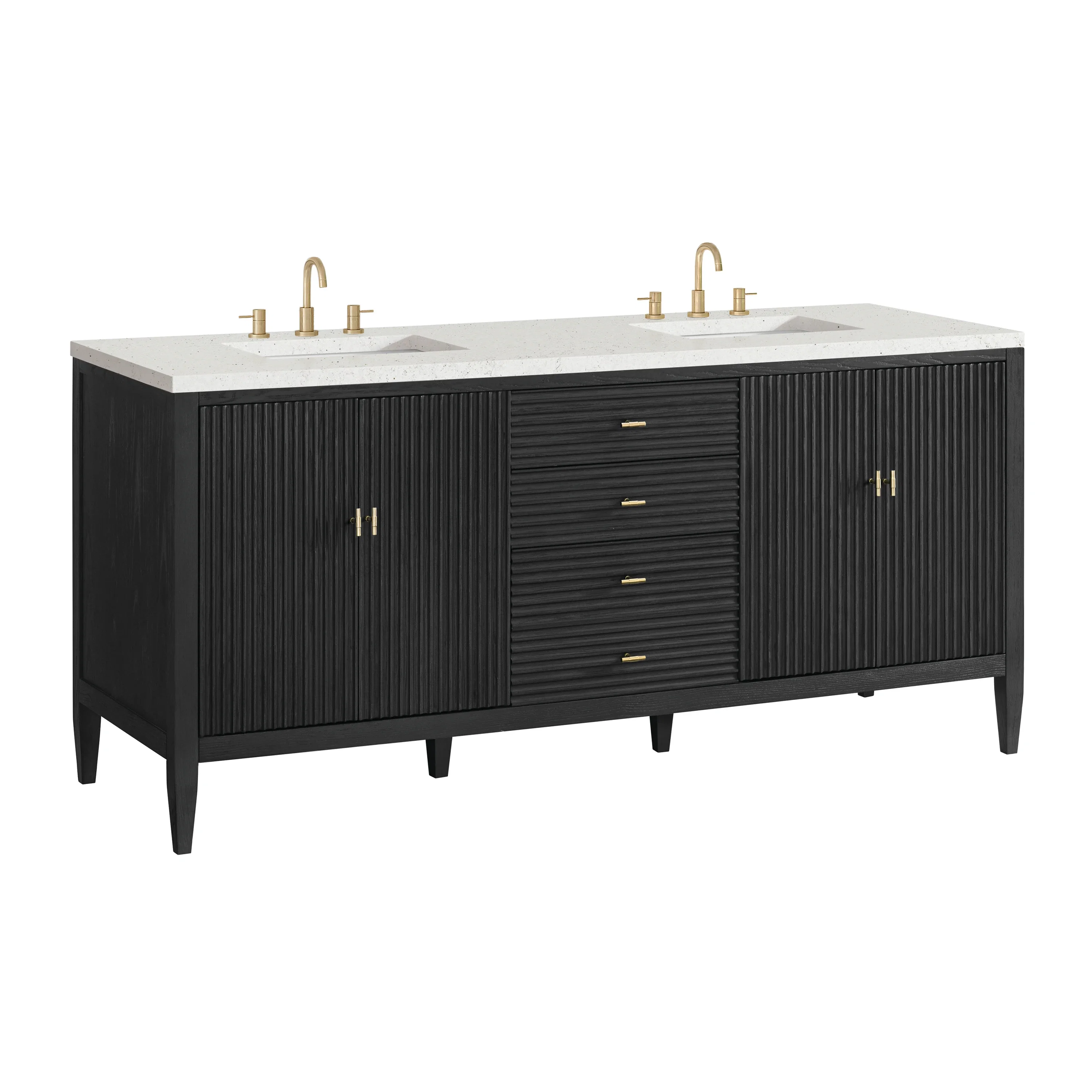 Myrrin 72" Double Vanity, Carbon Oak w/ 3 CM Lime Delight Silestone Top