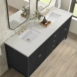 Myrrin 72" Double Vanity, Carbon Oak w/ 3 CM Lime Delight Silestone Top