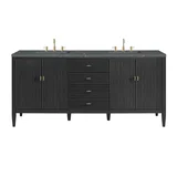 Myrrin 72" Double Vanity, Carbon Oak w/ 3 CM Parisien Bleu Silestone Top