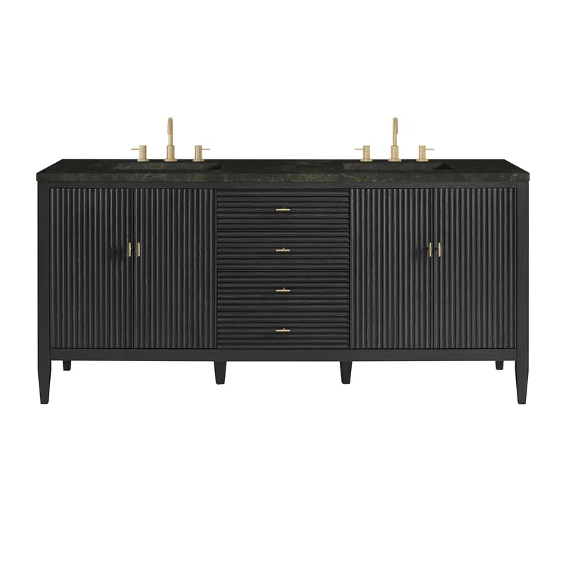 Myrrin 72" Vanity, Carbon Oak, w/ 3 CM Phantome Eclos Top