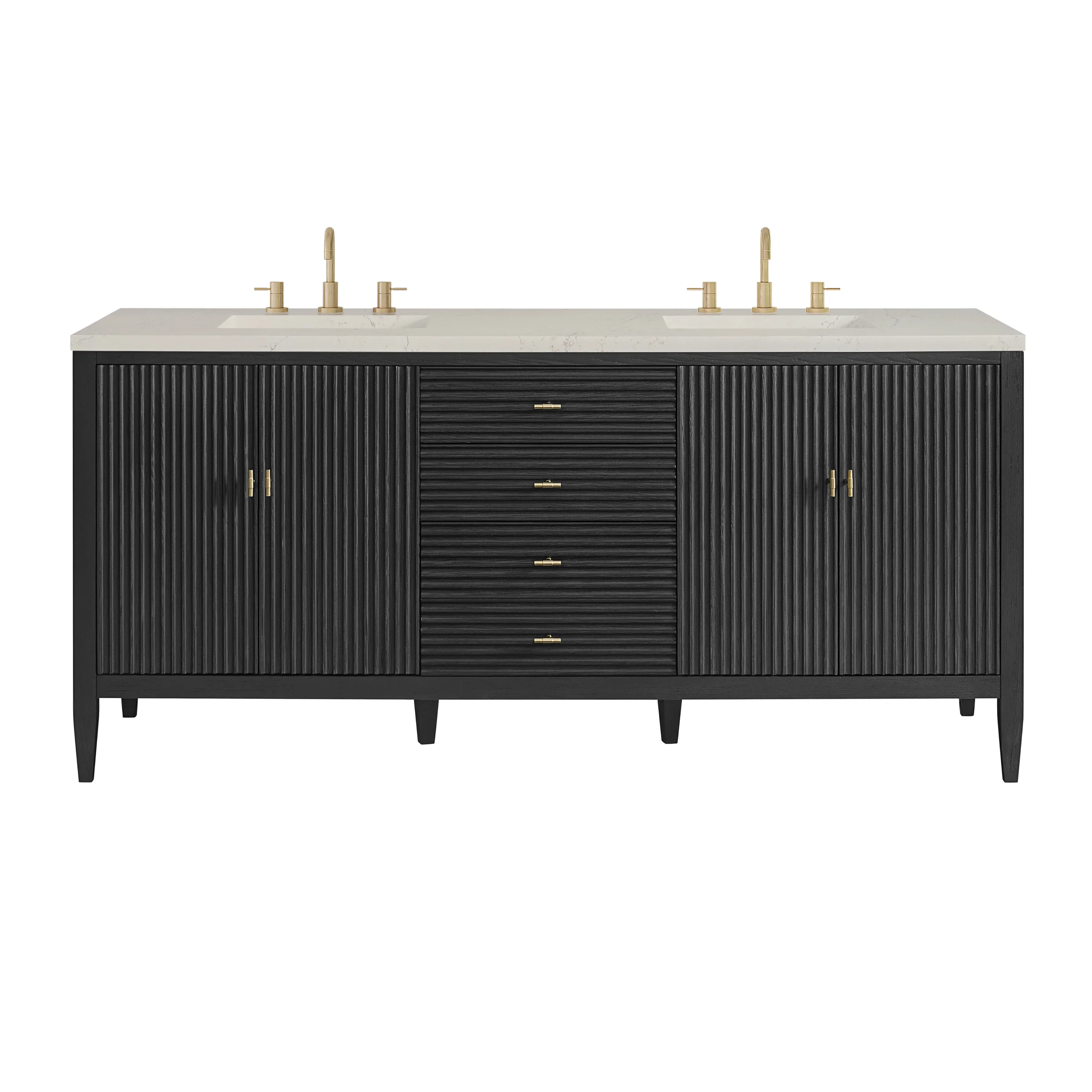 Myrrin 72" Vanity, Carbon Oak, w/ 3 CM Siberian Silestone Top