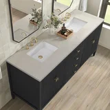 Myrrin 72" Vanity, Carbon Oak, w/ 3 CM Siberian Silestone Top