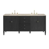 Myrrin 72" Vanity, Carbon Oak, w/ 3 CM Tajnar Eclos Top