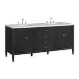 Myrrin 72" Double Vanity, Carbon Oak w/ 3 CM Victorian Silver Silestone Top