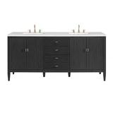 Myrrin 72" Double Vanity, Carbon Oak w/ 3 CM White Zeus Silestone Top