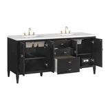 Myrrin 72" Double Vanity, Carbon Oak w/ 3 CM White Zeus Silestone Top