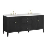 Myrrin 72" Double Vanity, Carbon Oak w/ 3 CM White Zeus Silestone Top