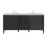 Myrrin 72" Double Vanity, Carbon Oak w/ 3 CM Eternal Jasmine Pearl Silestone Top w/FreePower Wireless Charger