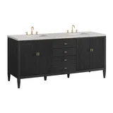 Myrrin 72" Double Vanity, Carbon Oak w/ 3 CM Eternal Jasmine Pearl Silestone Top w/FreePower Wireless Charger