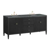 Myrrin 72" Double Vanity, Carbon Oak w/ 3 CM Parisien Bleu Silestone Top w/FreePower Wireless Charger