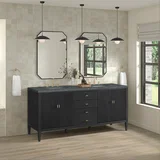 Myrrin 72" Double Vanity, Carbon Oak w/ 3 CM Parisien Bleu Silestone Top w/FreePower Wireless Charger