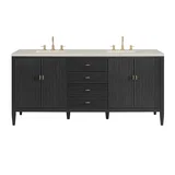 Myrrin 72" Vanity, Carbon Oak, w/ 3 CM Siberian Silestone Top w/FreePower Wireless Charger