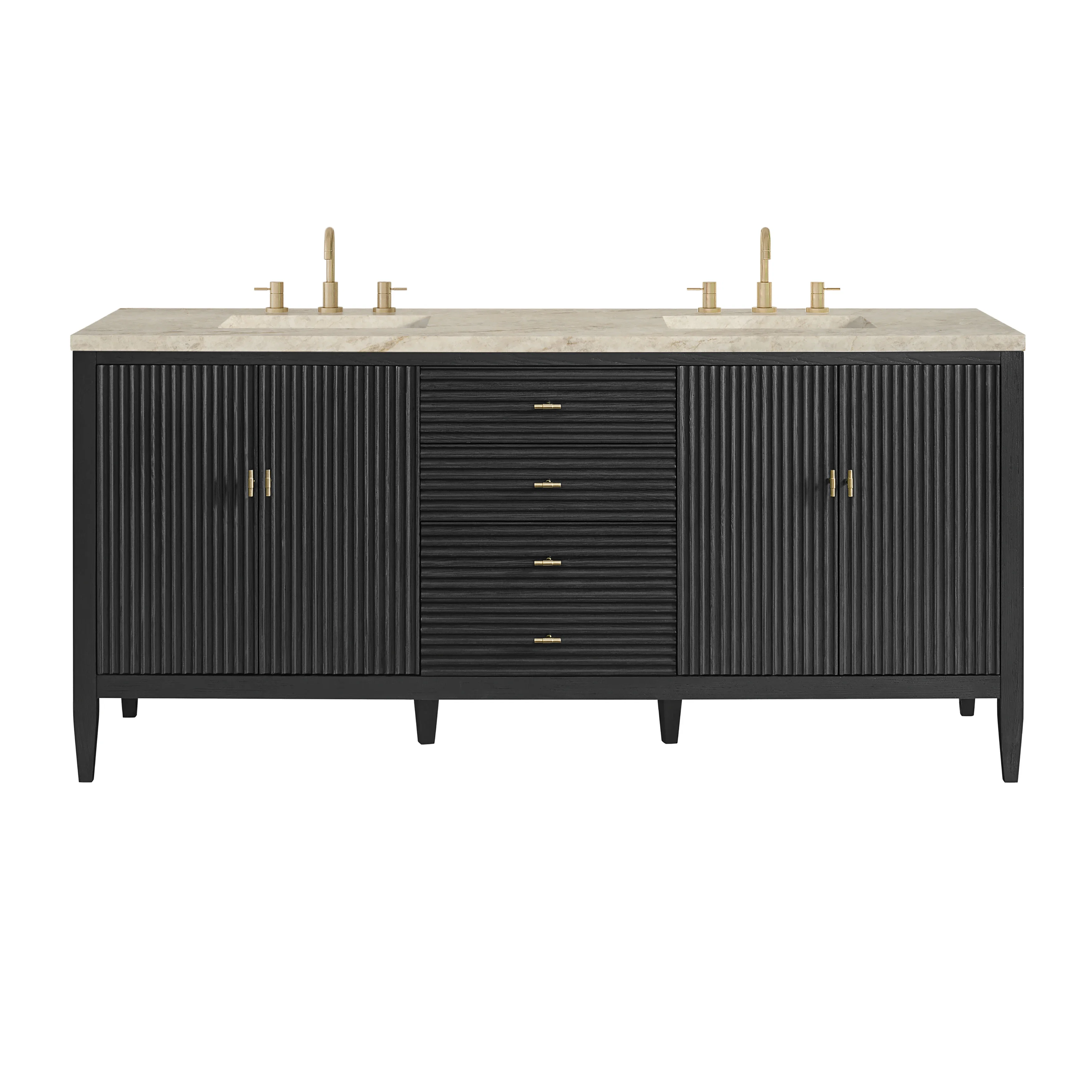 Myrrin 72" Vanity, Carbon Oak, w/ 3 CM Tajnar Eclos Top w/FreePower Wireless Charger