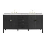 Myrrin 72" Double Vanity, Carbon Oak w/ 3 CM Victorian Silver Silestone Top w/FreePower Wireless Charger
